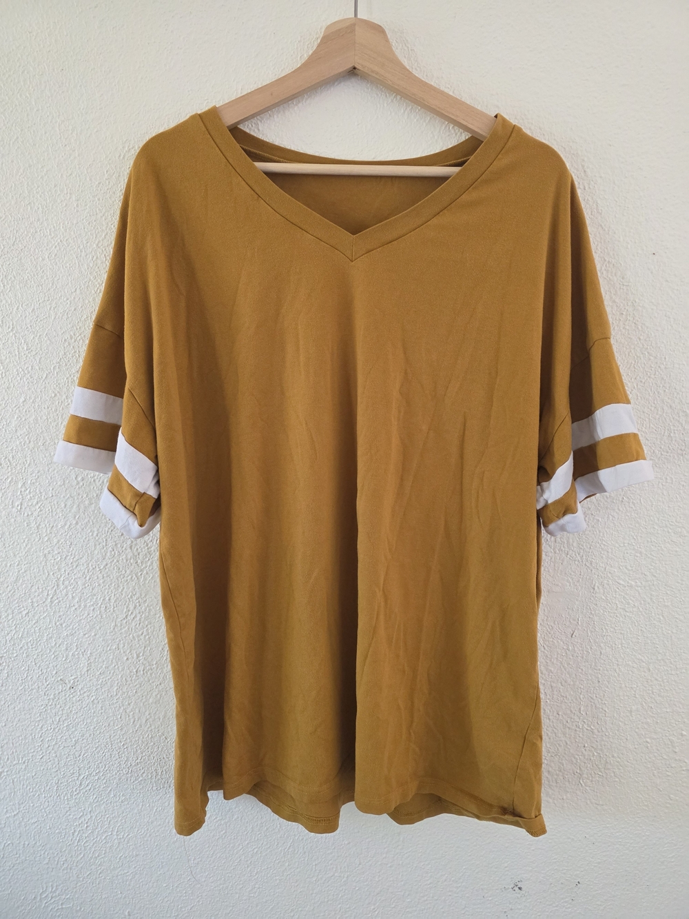 Mustard Yellow V-Neck Oversized T-Shirt